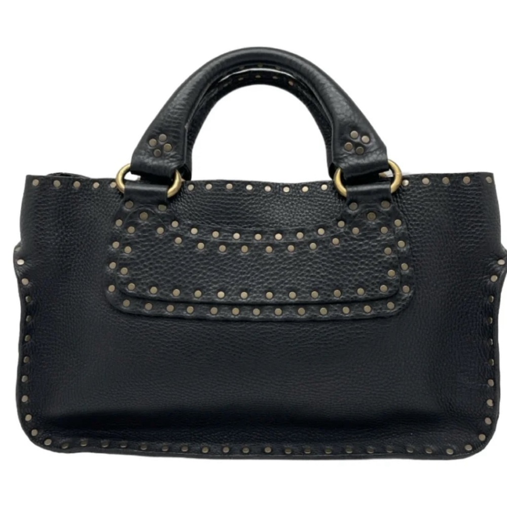 Celine Black leader studded Boogie top handle bag